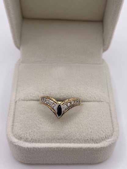 9ct gold sapphire and cz ring