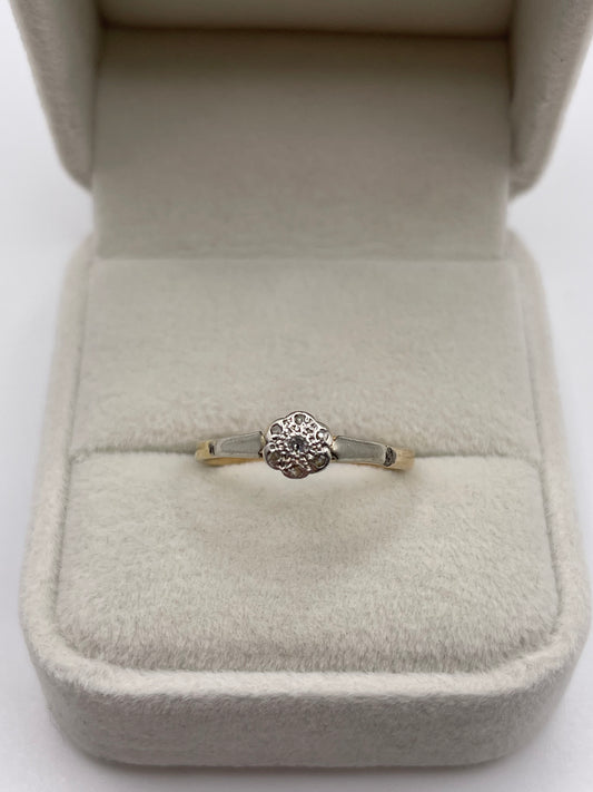 9ct gold and platinum diamond ring