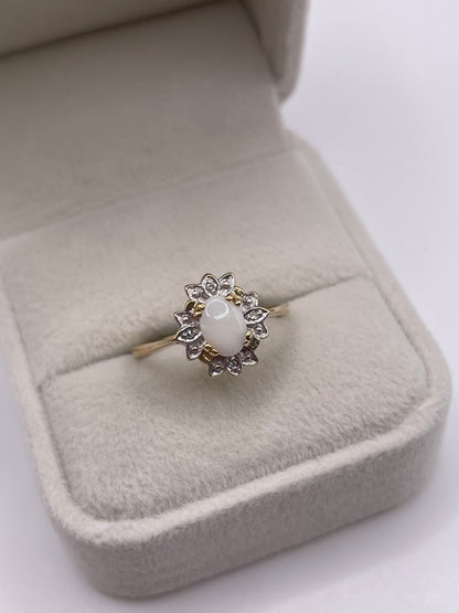 9ct gold opal and diamond ring