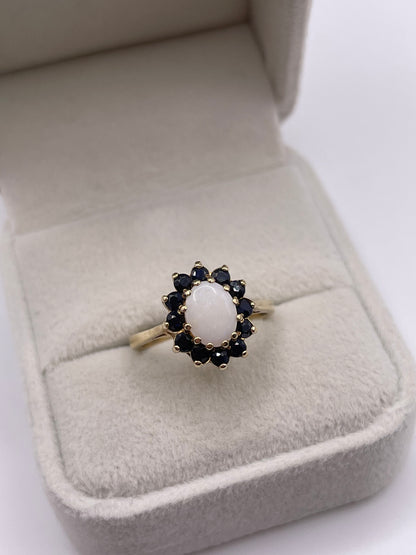 9ct gold opal and sapphire ring