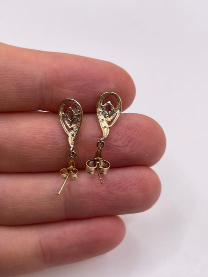 9ct gold topaz and diamond earrings