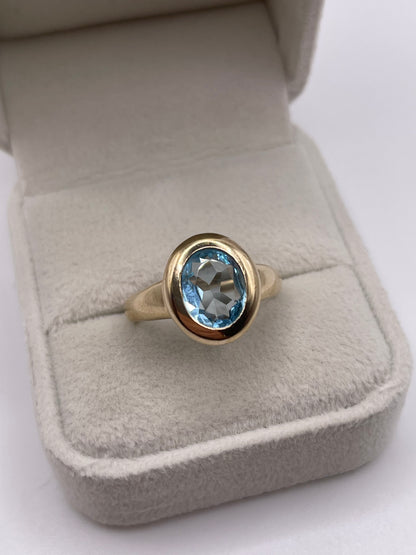 9ct gold blue topaz ring