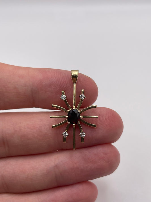9ct gold garnet and diamond pendant