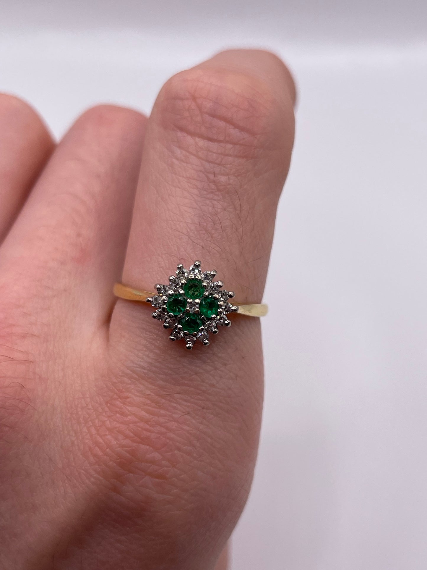 18ct gold emerald and diamond ring