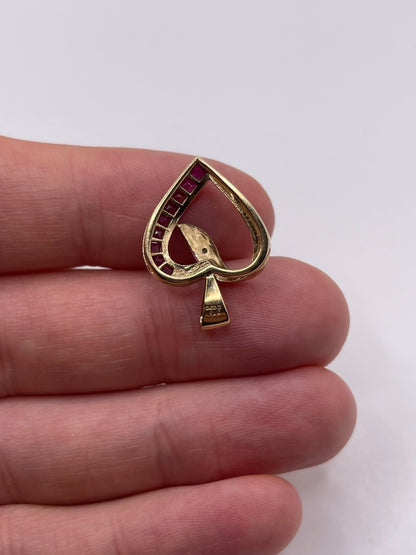 9ct gold ruby and diamond heart pendant