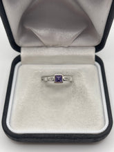 Load image into Gallery viewer, 9ct white gold amethyst and diamond ring
