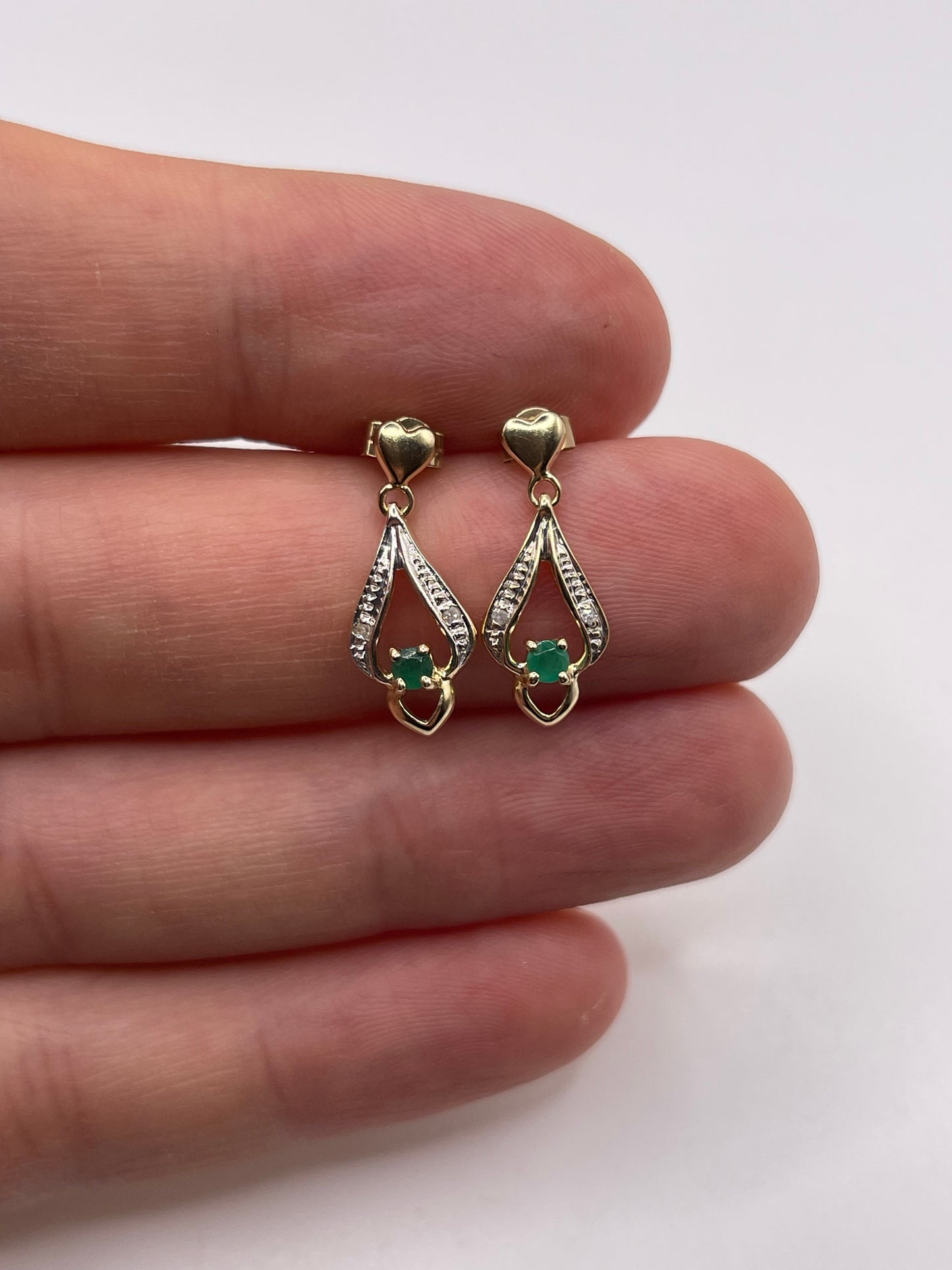 9ct gold emerald and diamond earrings