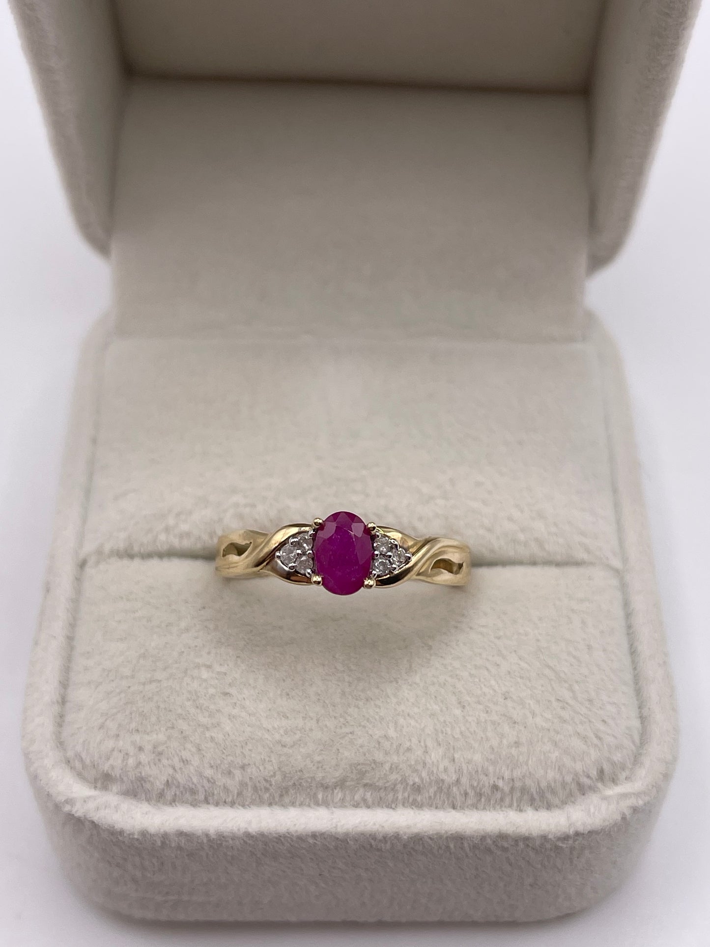 9ct gold ruby and diamond ring