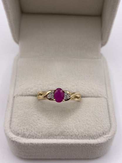 9ct gold ruby and diamond ring