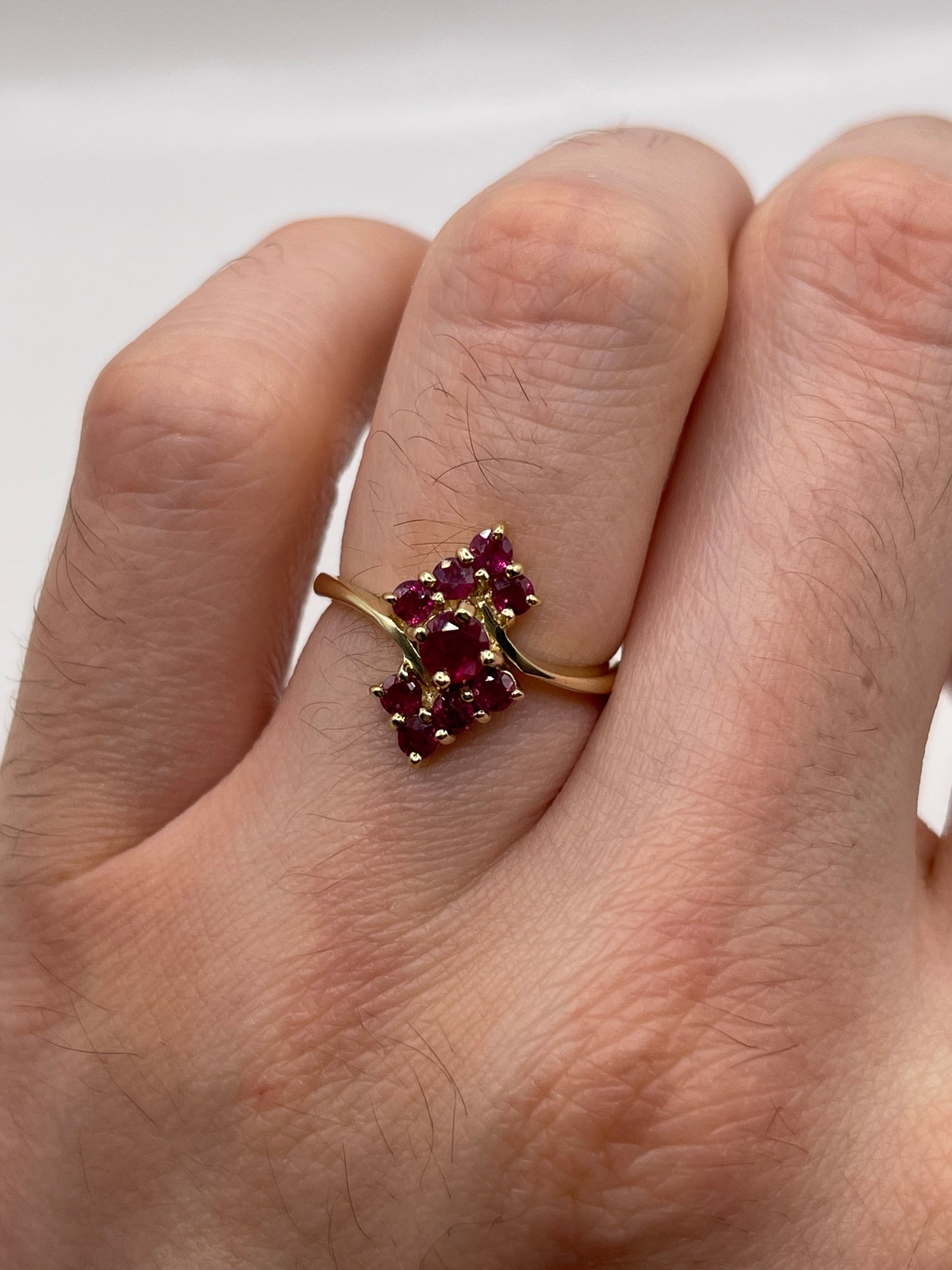 9ct gold ruby cluster ring