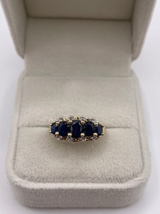 9ct gold sapphire and diamond ring