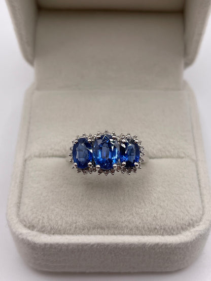 9ct white gold kyanite and diamond ring