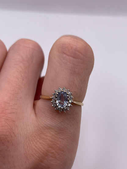 9ct gold sapphire and diamond ring