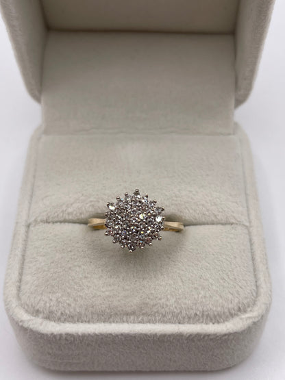 9ct gold diamond cluster ring