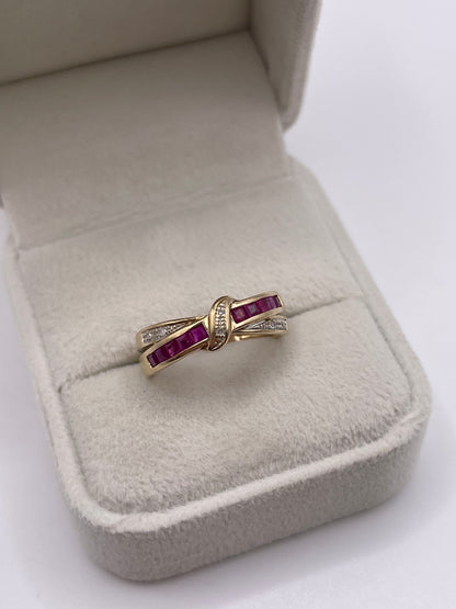 9ct gold ruby and diamond ring