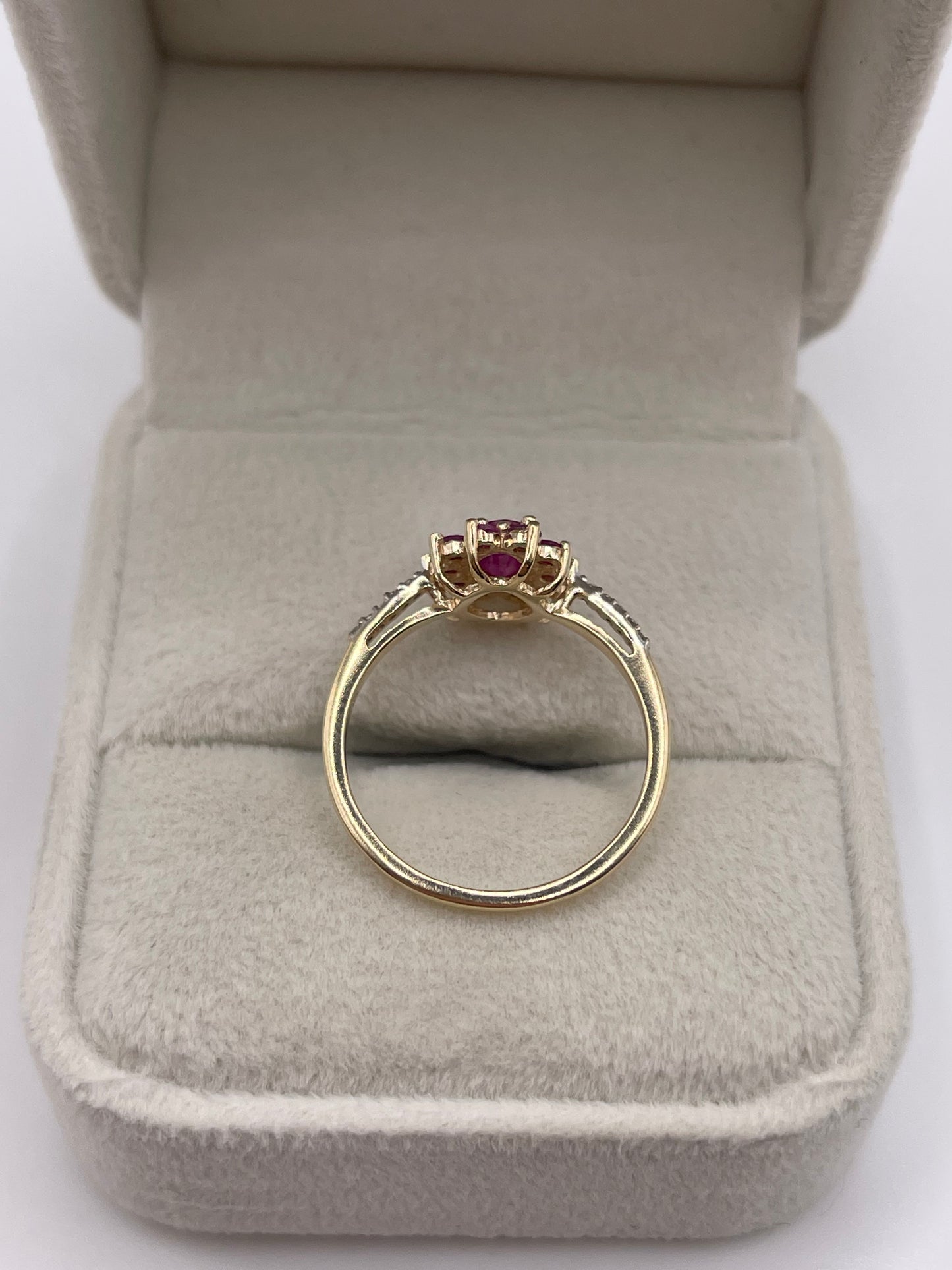 9ct gold ruby and diamond ring