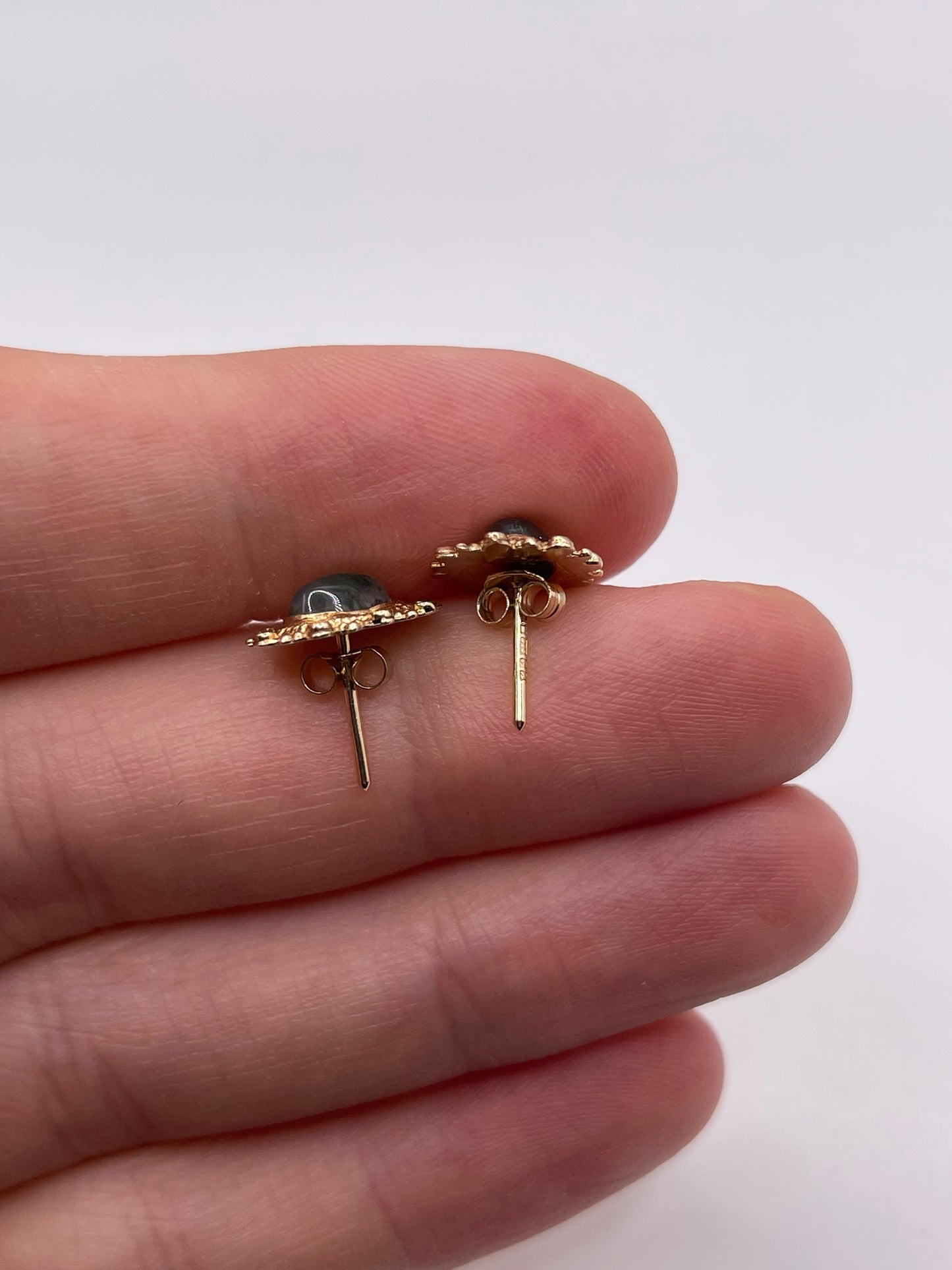 9ct gold moss agate earrings