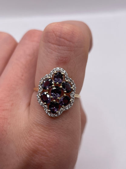 9ct gold iolite and zircon rinc