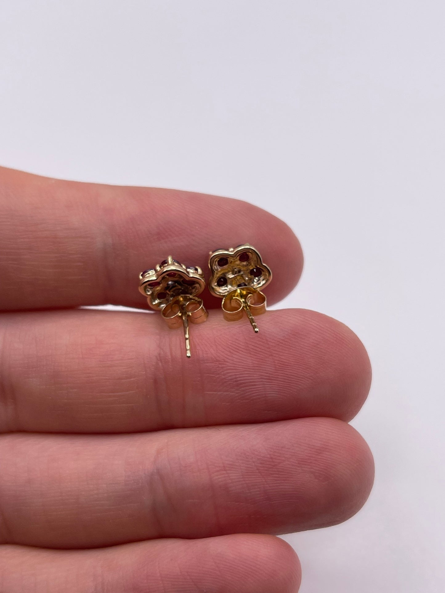 9ct gold ruby and tanzanite earrings