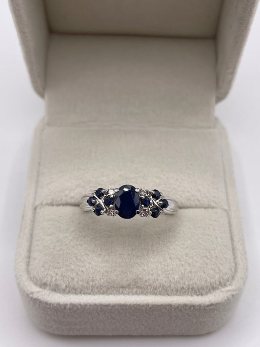 9ct white gold sapphire and diamond ring