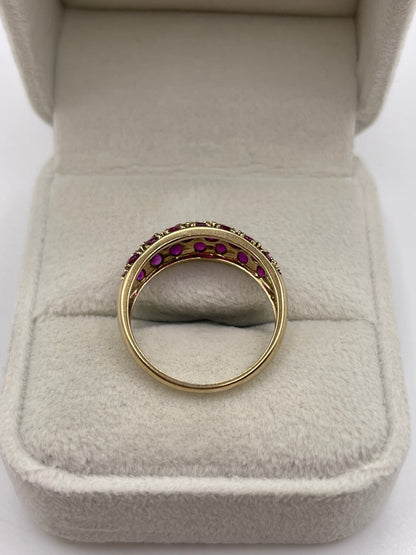 9ct gold ruby cluster ring