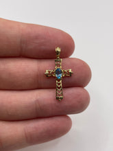 Load image into Gallery viewer, 9ct gold topaz cross pendant
