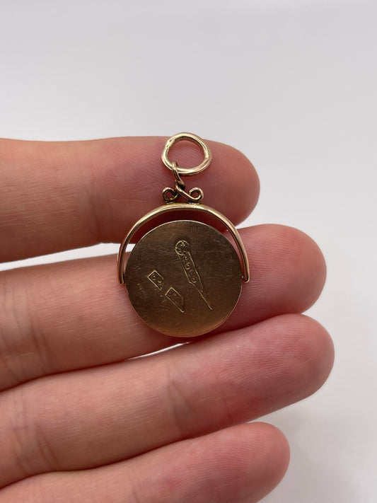 9ct rose gold Masonic spinning pendant
