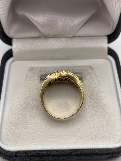 18ct gold emerald, sapphire and diamond ring
