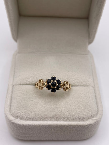 9ct gold sapphire cluster ring