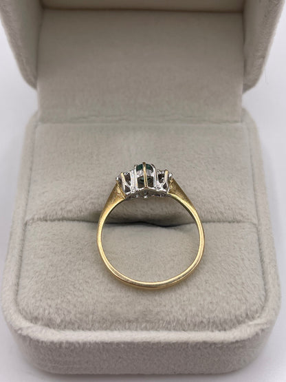 9ct gold emerald and diamond ring
