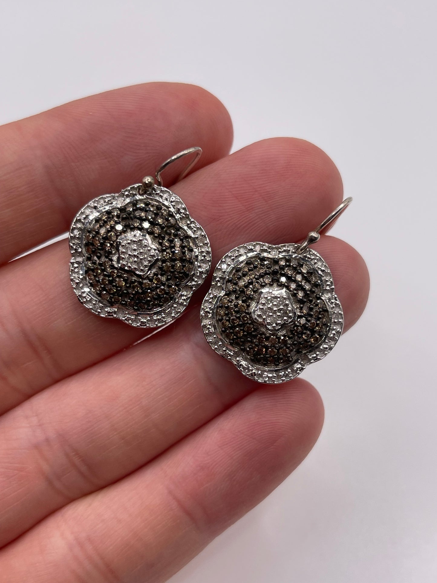 Silver diamond earrings