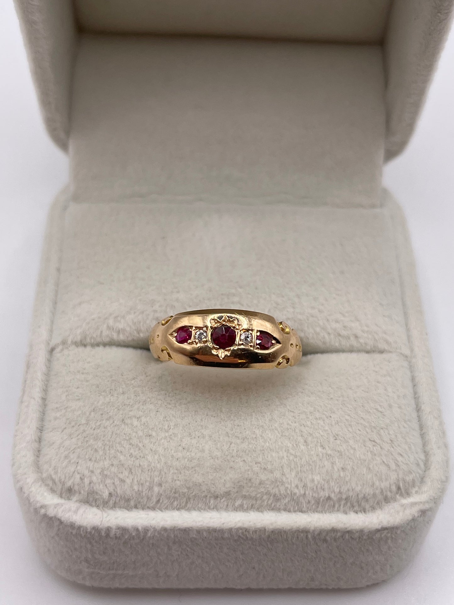 Antique 9ct gold ruby and diamond ring