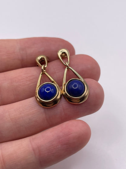 9ct gold lapis lazuli earrings