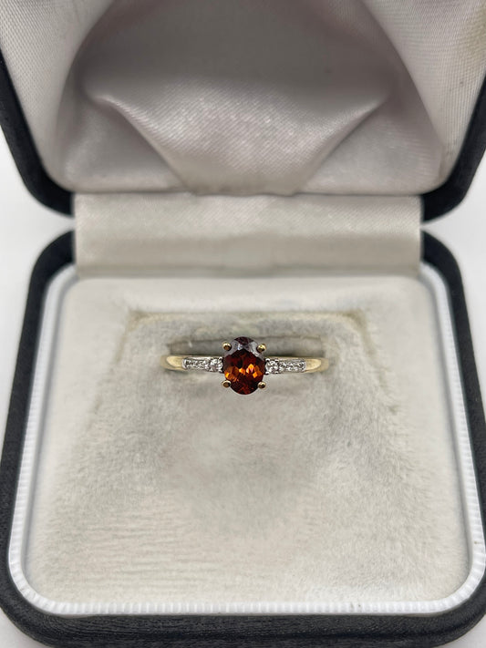 9ct gold tourmaline and zircon ring