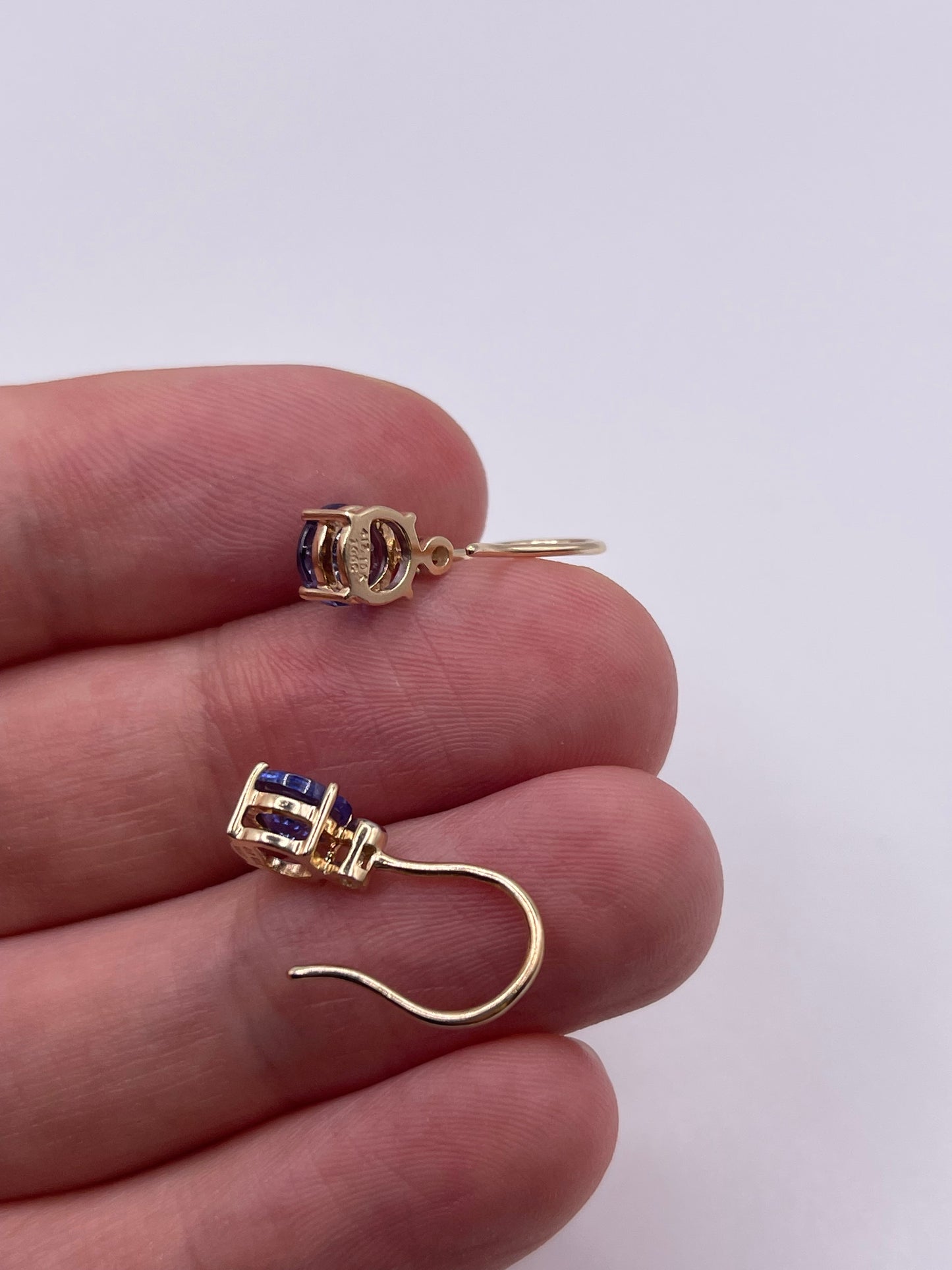 9ct gold tanzanite and zircon earrings
