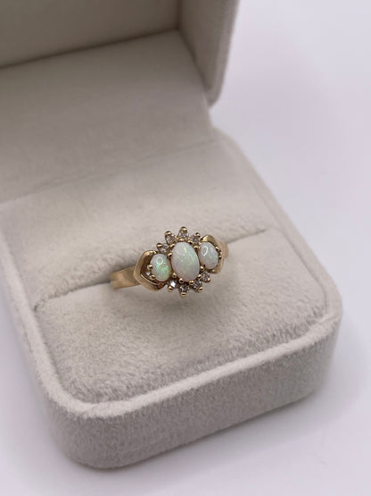9ct gold opal and diamond ring