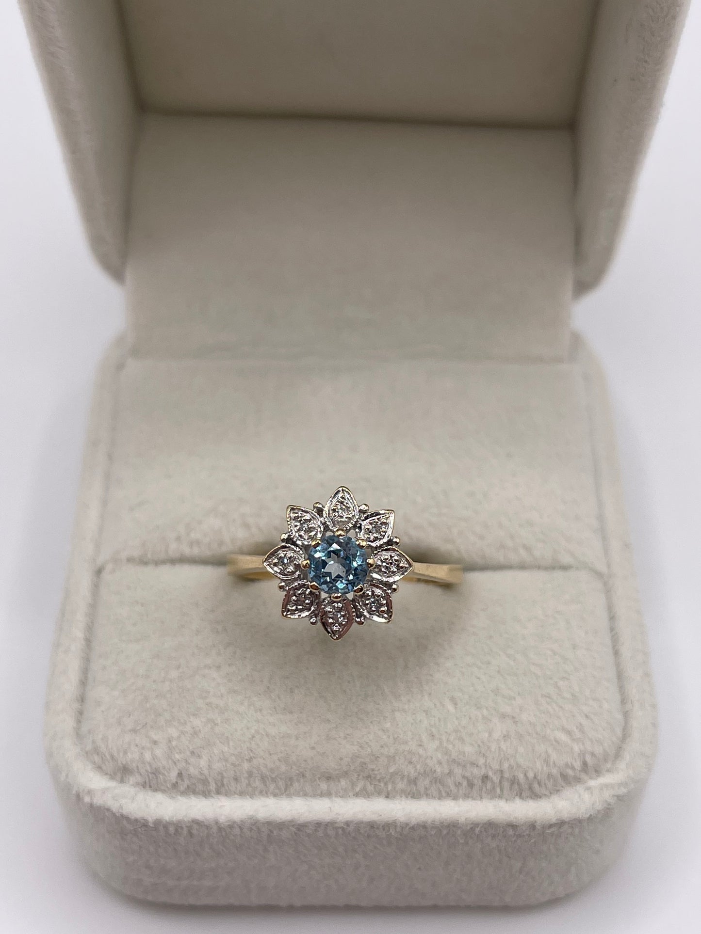 9ct gold topaz and diamond ring