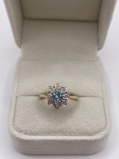 9ct gold topaz and diamond ring