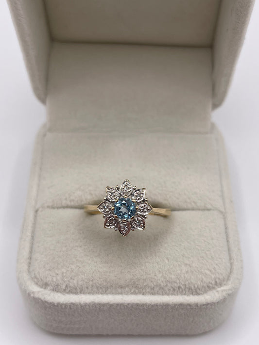 9ct gold topaz and diamond ring