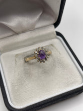 Load image into Gallery viewer, 9ct gold cabochon amethyst and diamond ring
