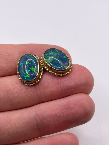 9ct gold opal triplet earrings