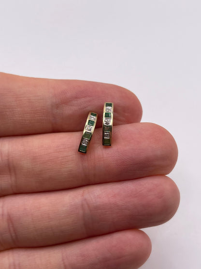 9ct gold emerald and diamond earrings