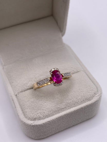 9ct gold ruby and diamond ring