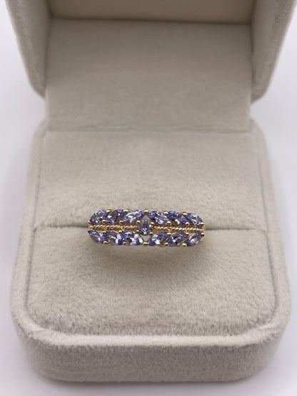 9ct gold tanzanite cluster ring