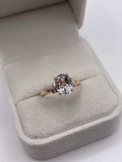 9ct gold pale kunzite and diamond ring
