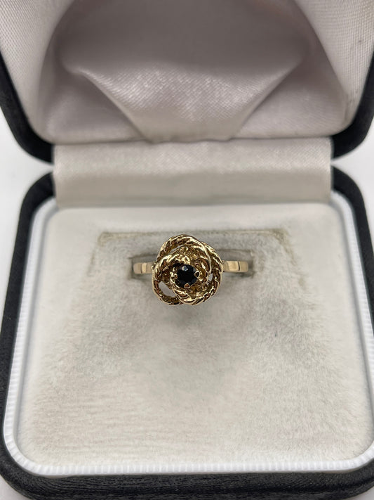 9ct gold sapphire knot ring