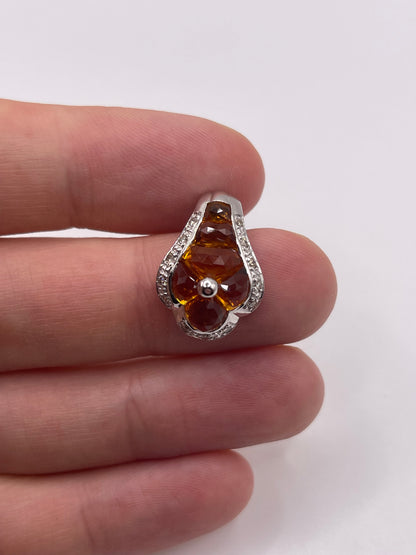18ct white gold citrine and diamond pendant
