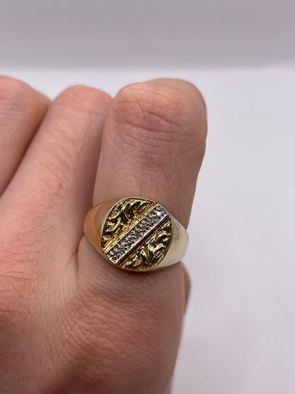 9ct gold diamond signet ring