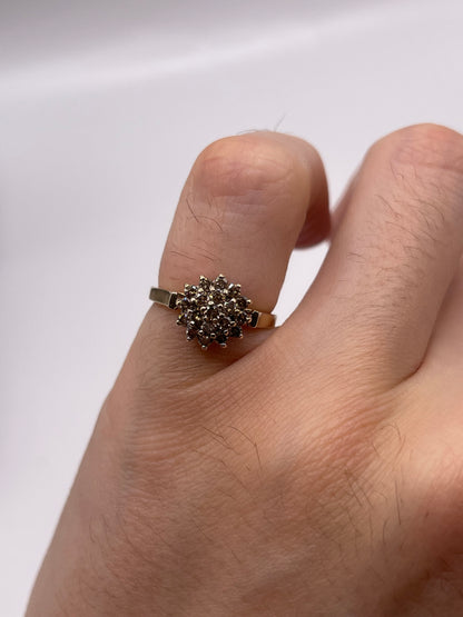 9ct gold cognac diamond cluster ring