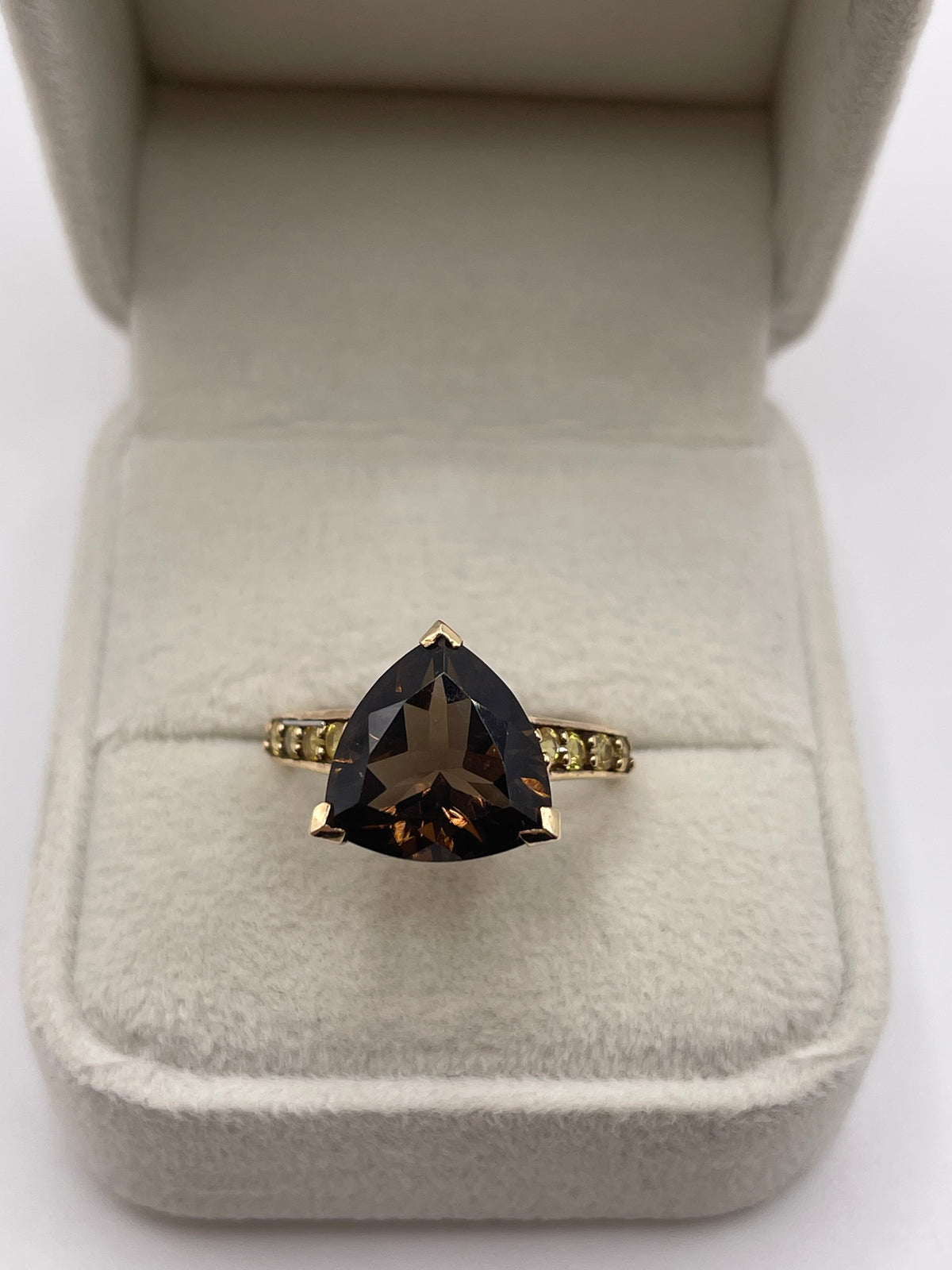9ct gold Smokey quartz and citrine ring